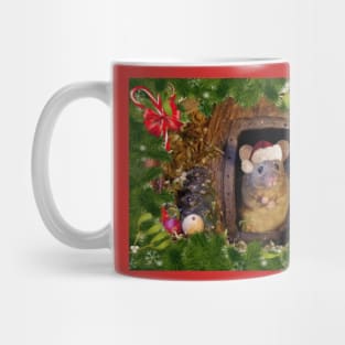 Christmas mouse in a log pile house Mug